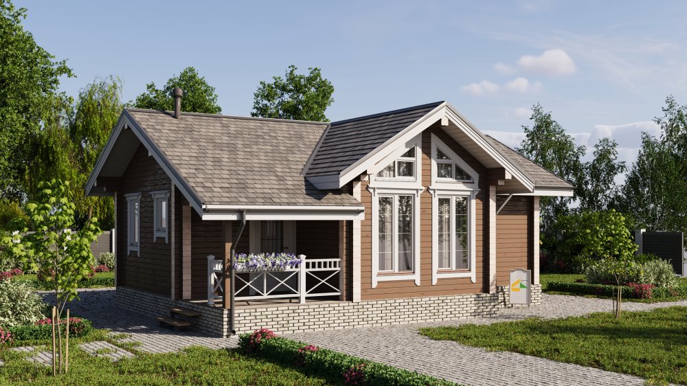 Одноэтажный дом Парус из клееного бруса 60 м²