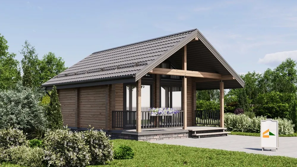 Компактный дом Теплый свет из клееного бруса 50,41 м²